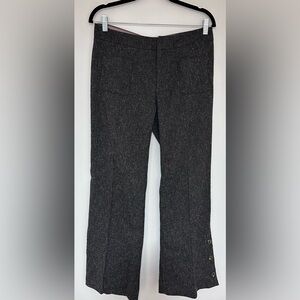 Anthropologie Elevenses Tweed Brighton Button Cuff Flare Leg Trousers Size 10